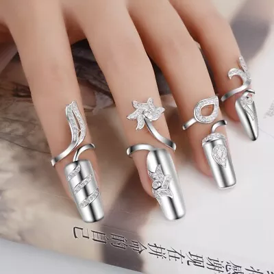 Ring Fingertip False Nail Art (real Gold Silver) Costume Adjustable Fingernail • £17.97