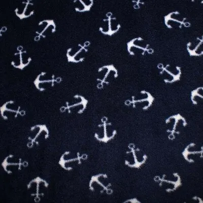 Polar Anti Pil Fleece Fabric Nautical Anchor Sailor Sailing Ocean • £7.50