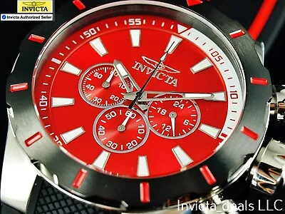 Invicta Men's 52mm SPEEDWAY TURBO Chronograph RED DIAL Black/Red Tone SS Watch • $64.99