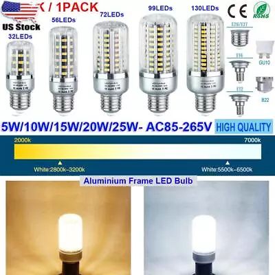 Aluminum Radiator Lighting LED Light SMD 5736 Corn Bulb E27 E14 E12 B22 Lamp US • $8.09