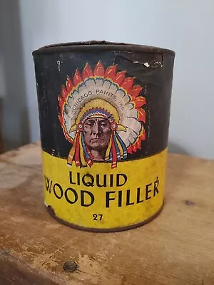 Vintage Chief Paints Wood Filler Paper Label Advertising Can • $9