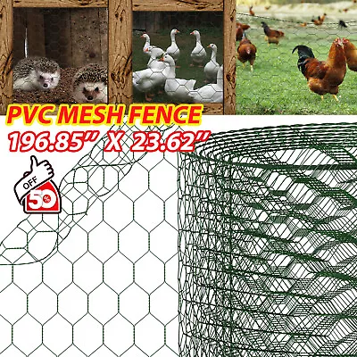 PVC Coated Galvanized Green Chicken Rabbit Wire 60cm*5m Mesh Aviary Fencing Gard • £7.78