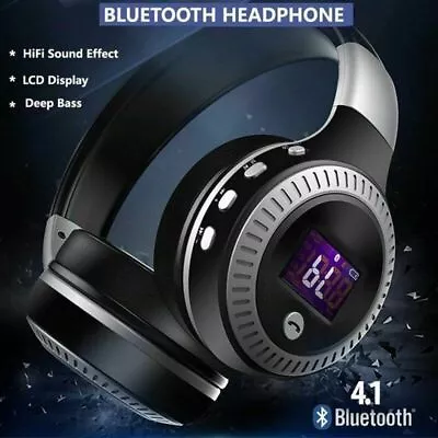 Wireless Bluetooth Headphones With Noise Cancelling Over-Ear Stereo Earphones UK • £18.59