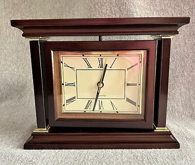 Bombay Desk Mantel Shelf Wooden Clock Picture 4¾x3¾  Frame Swivel Quartz 8x6½  • $12.95