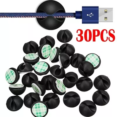 30Pcs Multipurpose Car Desk Desktop Wall Round USB Wire Cord Cable Holder Clip  • $17.10