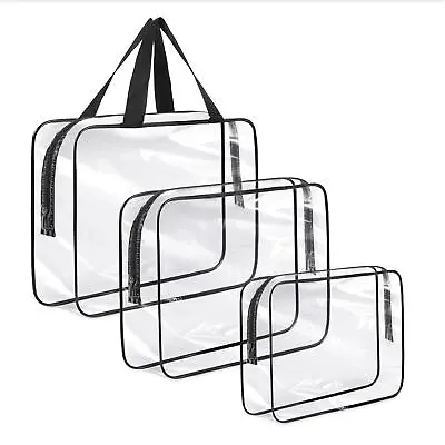 Set Of 3 Toiletry Bags Makeup Organiser Bag Cosmetic Accessory Pouch With Zipper • £5.99