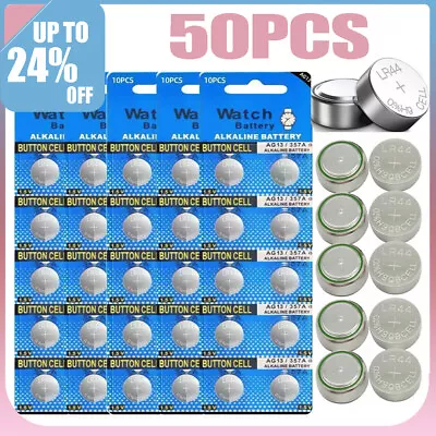 50X LR44 AG13 357 303 SR44 A76 Battery 1.5V ALKALINE BUTTON COIN CELL BATTERIES • £1.99