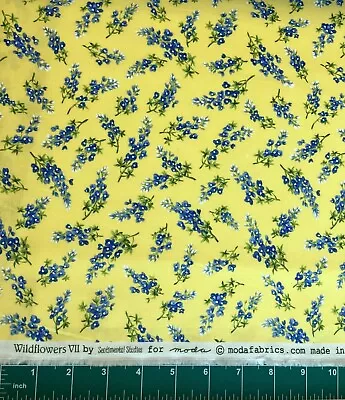 Moda Wildflowers VII Bluebonnets On Yellow Quilting Fabric By The Yard • $8.50