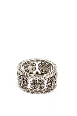 Judith Ripka Sterling Silver Filigree Diamond Accent Flower Band Ring Size 7 • $292.49
