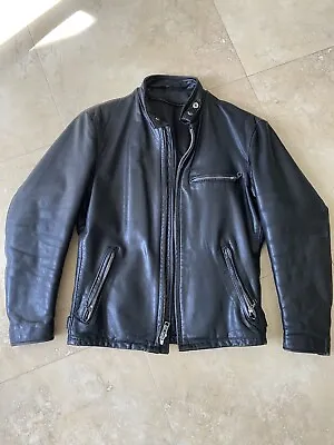 SCHOTT NYC 141 Cafe Racer Naked Cowhide Leather Motorcycle Jacket Size 36 • $250