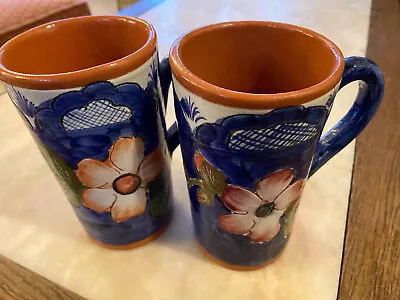 £12 • Buy Vintage Pair Portuguese Hand Painted Earthenware Retro Tourist Mugs Guess 1980s