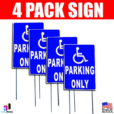 4x Reserved Handicap Parking Only Coroplast Sign Plastic Indoor Outdoor Stake • $19.99