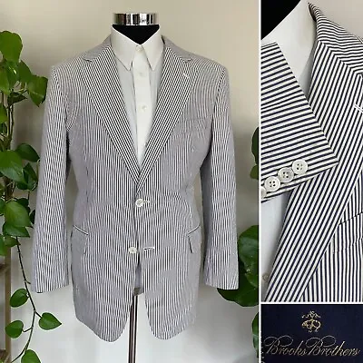 Brooks Brothers Two-Button Blazer Seersucker Cotton Sport Coat Jacket Size 41R • $64.95