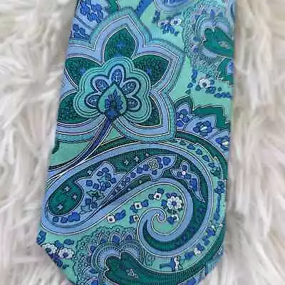 Men's Stafford Silk Mint Turquoise Paisley Floral Easter Tie • $14