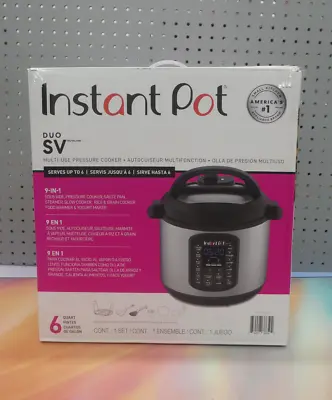 Instant Pot Duo SV 9-in-1 Multi-Use Pressure Cooker 6 Qt New / Open Box • $4.25
