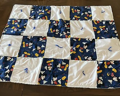 Mickey Mouse Blanketthrow Lab Quilt Crib Flannel Floral Backing Yarn Tied • $6
