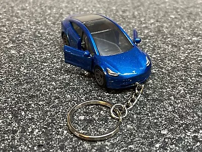 Tesla Model 3 Blue Dual Motor Keychain Hot Wheels Matchbox • $22.99