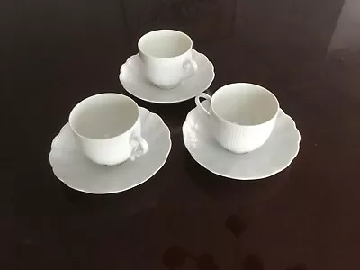 Kaiser Germany Romantica Coffee Tea Cup & Saucer 3 Sets White Scalloped Vintage • $22.55
