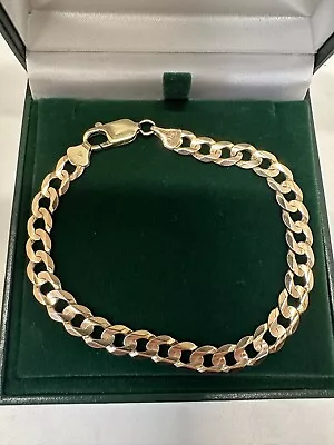 9ct Yellow Gold Diamond Cut Curb Bracelet (8 Inch) 9.8 Grams • £440