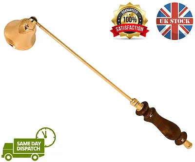 £12.99 • Buy Candle Snuffer 30cm Fire Extinguisher Solid Brass Tea Light Wood Handle Cover