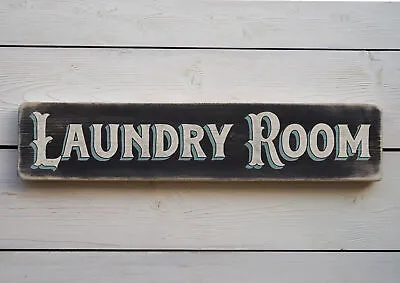 LAUNDRY ROOM Vintage Style Wooden Sign. Handmade Retro Home Gift • £24.95