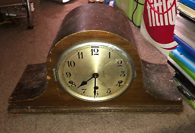 Antique Art Deco Wood Napoleon Hat Mantle Clock Part Or Repair • £18.50