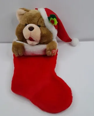 Vintage Christmas Stocking Teddy Bear Plush Stuffed Animal Music Works • $20