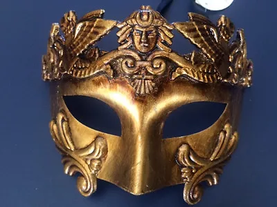 Gold Roman Greek Emperor Venetian Masquerade Mardi Ball Custome Party Mask Men • $14.85