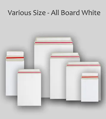 White All Board Envelopes All Sizes Cardboard Strong Mailers C3 C4 C5 DL • £6.29