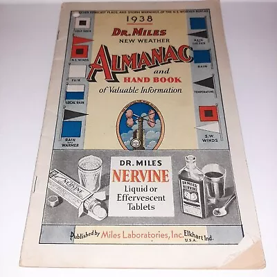 1939 Dr. Miles Weather Almanac Hand Book Valuable Information NERVINE Quackery • $8