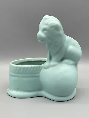 VINTAGE HAEGER POTTERY CIRCUS LION ON BALL CERAMIC PLANTER Blue Green • $39.99