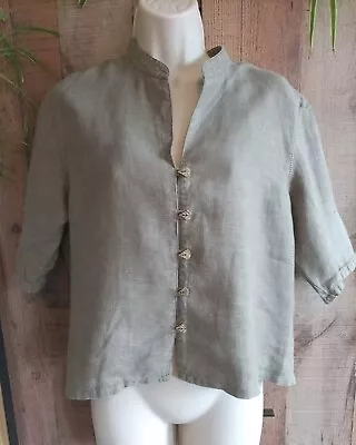 East Ladies 100% Linen Ethnic Style Short Sleeve Blouse Top Size 14 • £1.20