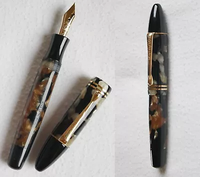 MONTBLANC K 25 Black & Pearl Marble Streamlined LUXURY 1930's F Nib Fountain Pen • $34