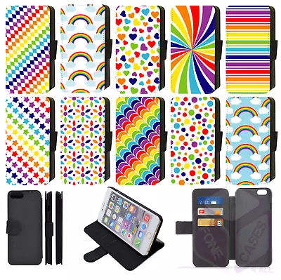 Rainbow Colours Design Samsung Galaxy Flip/Wallet Phone Case S9 - S23 Plus Ultra • £10.99