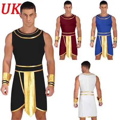 UK Men Egyptian Costume Outfit Halloween Outfit Cosplay Ancient Egyptian Costume • £6.99