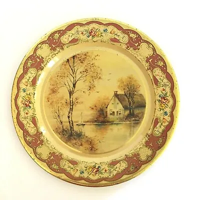 Vintage Daher Decorated Ware Tin Plate Cottage Lake House 8  Made In Holland • $9.99