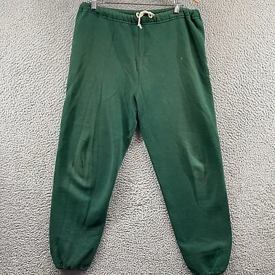 VTG Russell Athletic L Green Drawstring Sweatpants 50/50 Gym Blank Made In USA • $19.99