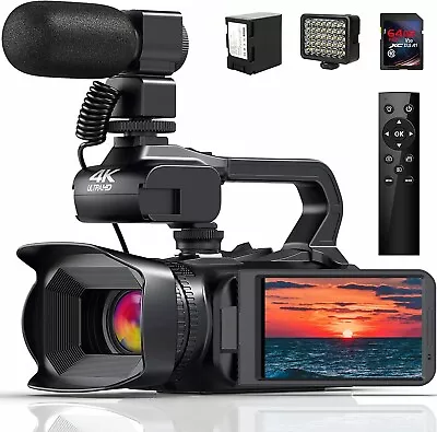 4K Video Camera Camcorder 64MP 60FPS18X Digital Zoom Auto Focus Vlogging Camera • $229.95