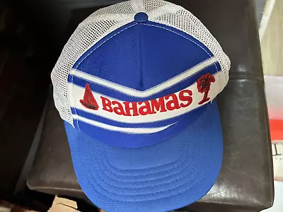 Trucker Snapback Hat Bahamas Blue White Red Vintage • $4.80