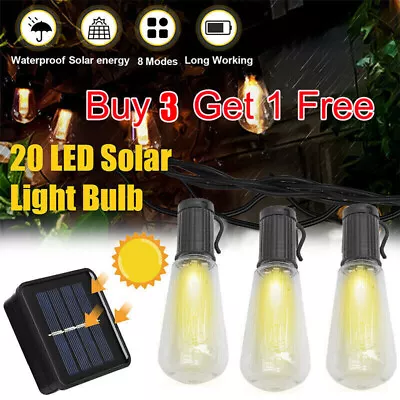 Solar Powered 60/100 LED Bulb String Light Garden Yard Lamp Outdoor Waterproof • $7.99