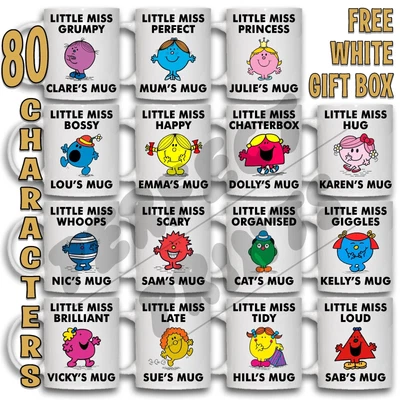 £8.99 • Buy LITTLE MISS Mug MR MEN Personalised NAME Coffee Tea Cup Valentines Birthday Eid