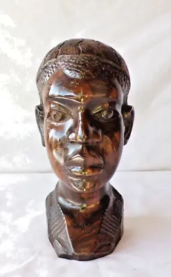 Decorative Exceptional Male Hand Carved Wooden African Bust Collectable Original • £35