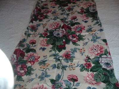 Vtg 80s Waverly Schumacher Peace & Roses Pinks Blues Remnant Fabric 50x25 #PB15 • $10.99
