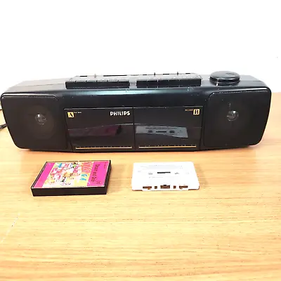 Philips STEREO AW 7090 / 10 Vintage 80’s Boombox Twin Cassette AM/FM WORKS GREAT • $149.95