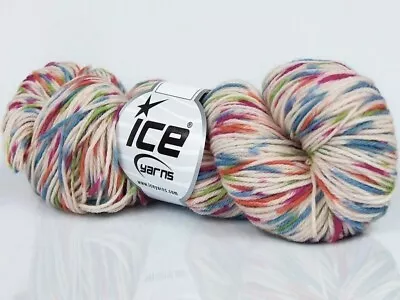 Ice BABY SUPERWASH MERINO PRINT Yarn #73839 Soft & Colorful Self Striping 50G • $11.29