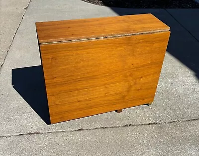 Vintage Mid-Century Teak Compact Drop-Leaf Table With 4 Chairs EXCELLENT! • $1270