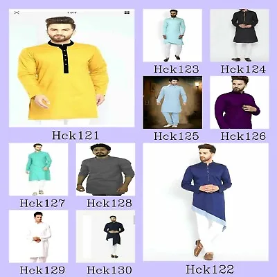 Mens Kurta With Pajama Fashion Shirt Traditional Mens Short Kurta Cotton • $28.70