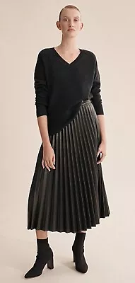 Country Road Pleated Faux Leather Skirt Black Size 12 • $57