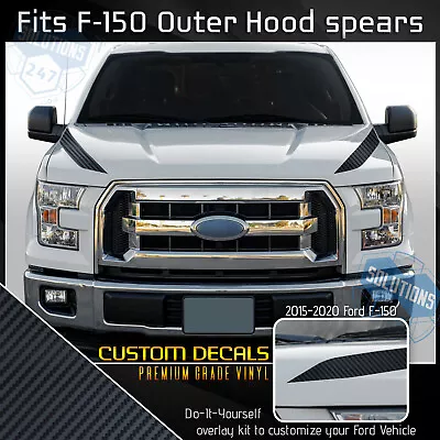 For 2015-2020 Ford F-150 F150 Hood Spears Outer Stripe Decals Matte Carbon Fiber • $17.10