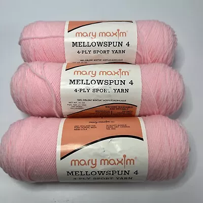 Lot Of 3 Mary Maxim Mellowspun Sport Yarn Pink For KnittingCrochet • $10.97